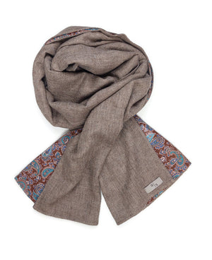 Cashmere Men´s Scarf with Paisley Print on Cotton & Silk