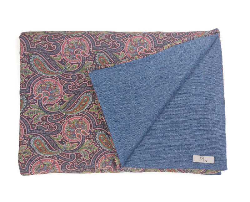 Cashmere Men´s Scarf extra large with Paisley Print on Cotton & Silk