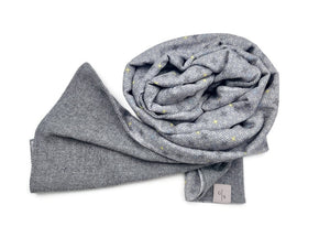 Men´s Scarf in soft grey Wool with Print on Cotton & Silk