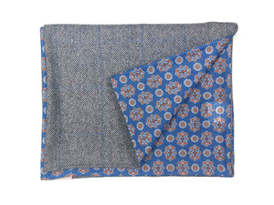 Cashmere Check Men's Scarf with ornamental geometric Print on Cotton & Silk