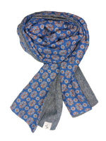 Cashmere Check Men's Scarf with ornamental geometric Print on Cotton & Silk