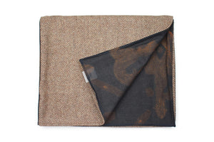 Men´s Scarf Herringbone Wool with Batik style Print on Cotton & Silk