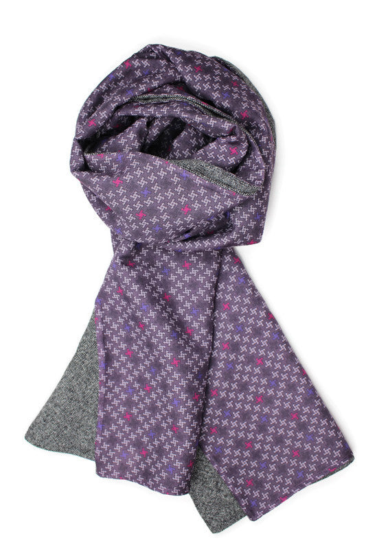 Premium Tweed Wool Men´s Scarf with Print on Cotton & Silk