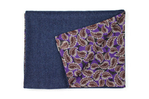 Premium Herringbone Wool Men´s Scarf with Paisley Print on Cotton