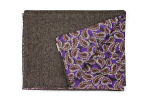 Herringbone Wool Men´s Scarf with Paisley print on Cotton