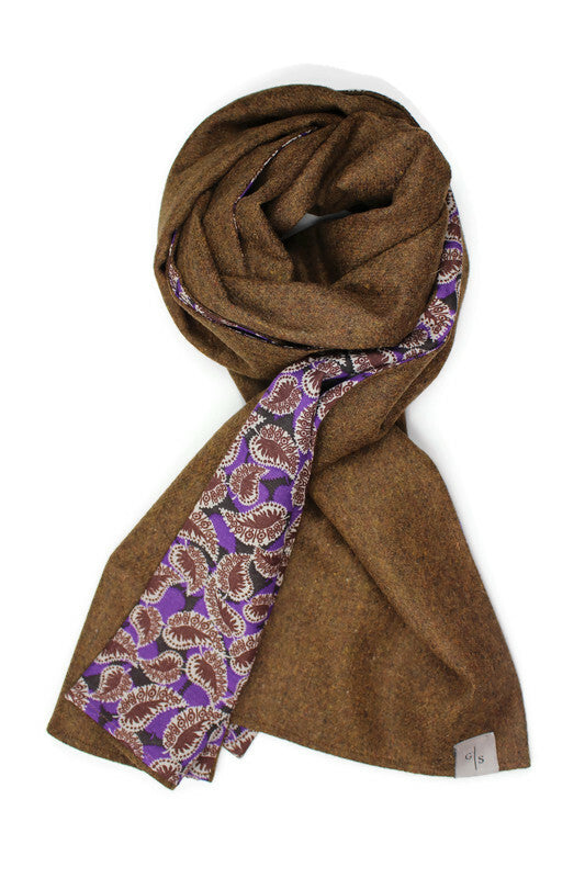 Wool Men´s Scarf with Paisley Print on Cotton