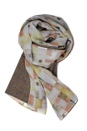 Men´s Wool Scarf with Print on pure Silk