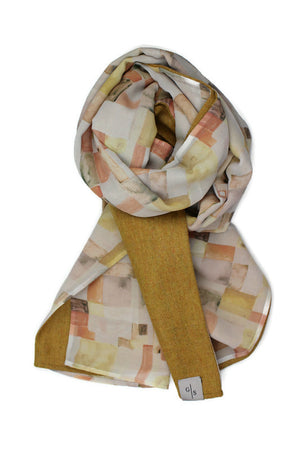 Men´s Wool Scarf with Print on pure Silk