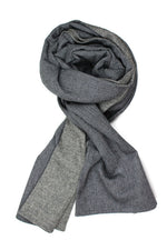 Herringbone Wool Men´s Scarf in grey combined with soft Cotton