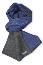 Herringbone Men´s Scarf with blue Jacquard