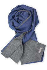 Premium Tweed Wool Men´s Scarf with blue Jacquard Cotton