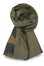 Men´s Herringbone Wool Scarf with Batik style Print on Cotton & Silk