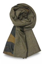 Men´s Herringbone Wool Scarf with Batik style Print on Cotton & Silk