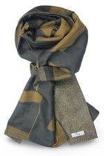 Men´s Herringbone Wool Scarf with Batik style Print on Cotton & Silk