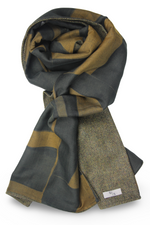 Men´s Herringbone Wool Scarf with Batik style Print on Cotton & Silk
