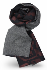 Men´s Herringbone Wool Scarf with Batik style Print on Cotton & Silk