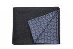 Premium Wool Men´s Scarf Antracite and Print on Cotton & Silk