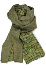 Herringbone Wool and printed Cotton & Silk Blend Men´s Scarf