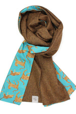 Wool Men´s Scarf with Leopard Print on Cotton