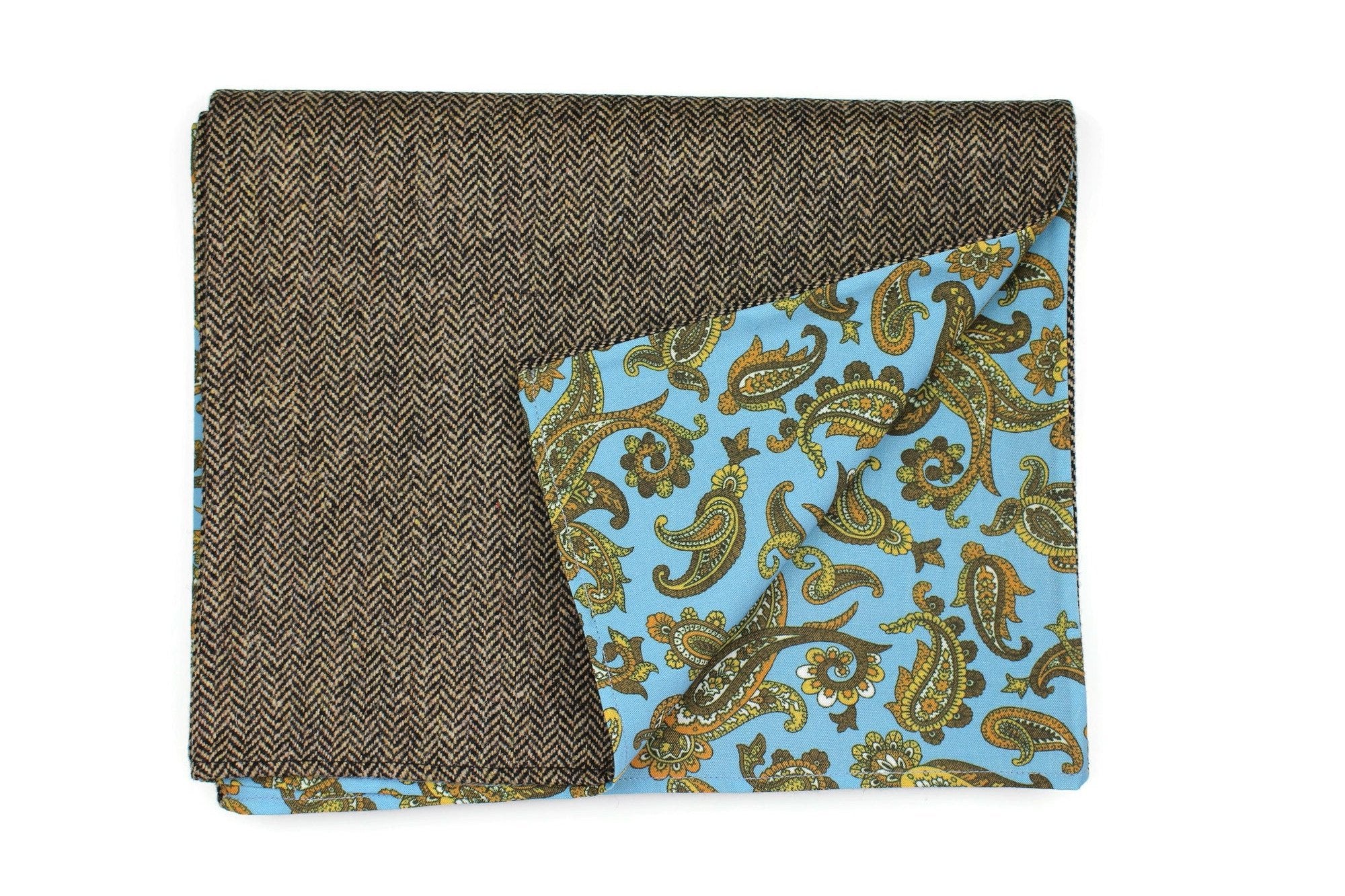 Wool Men´s Scarf with Paisley Print on Cotton