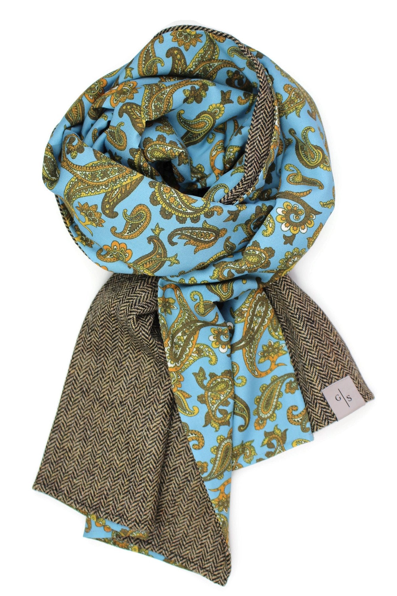 Wool Men´s Scarf with Paisley Print on Cotton