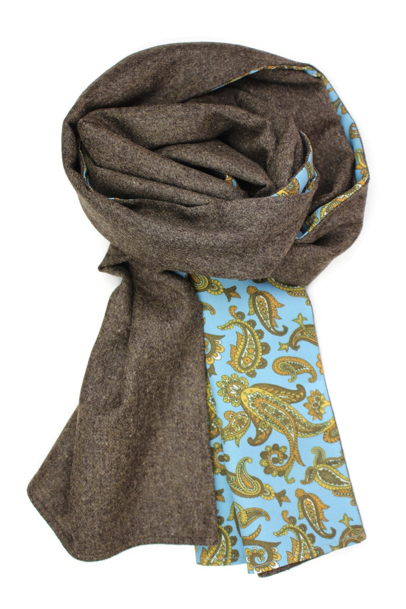 Wool Men´s Scarf with Paisley Print on Cotton