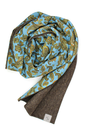 Wool Men´s Scarf with Paisley Print on Cotton