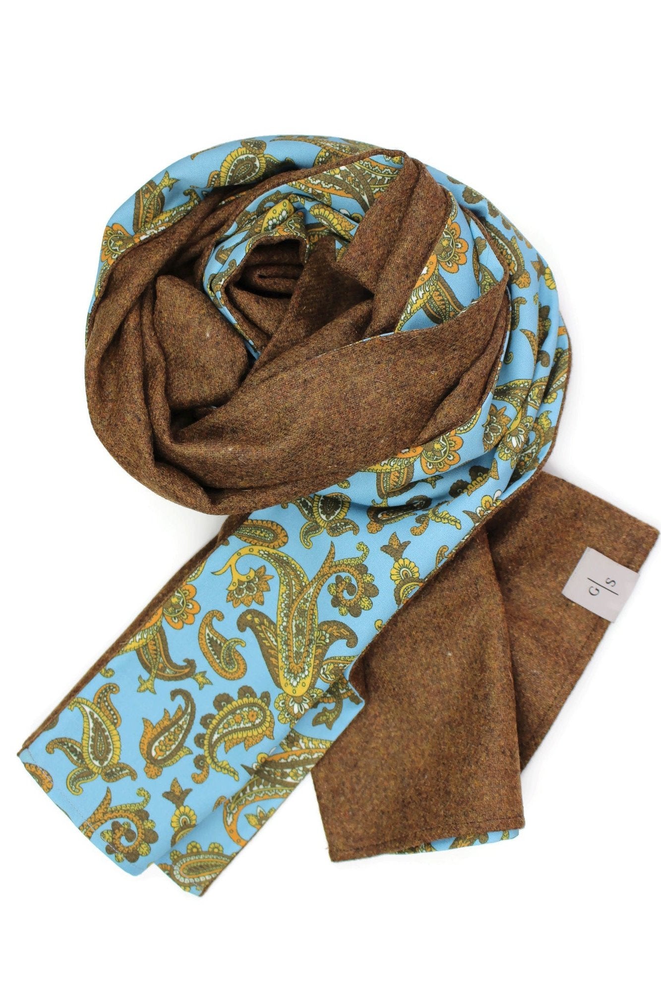 Wool Men´s Scarf with Paisley Print on Cotton