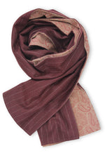 Wool Men´s Scarf Stripes with Paisley Print on Cotton