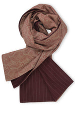 Wool Men´s Scarf Stripes with Paisley Print on Cotton