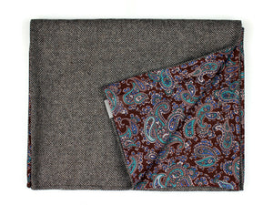 Premium Herringbone Wool in Brown and Cotton & Silk  with Paisley Print