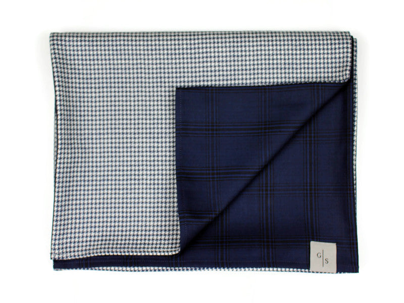 Blue Pied-de-Poulle Wool Men´s Scarf