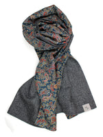 Premium Herringbone Wool in Anthracite and Cotton & Silk  with Paisley Print