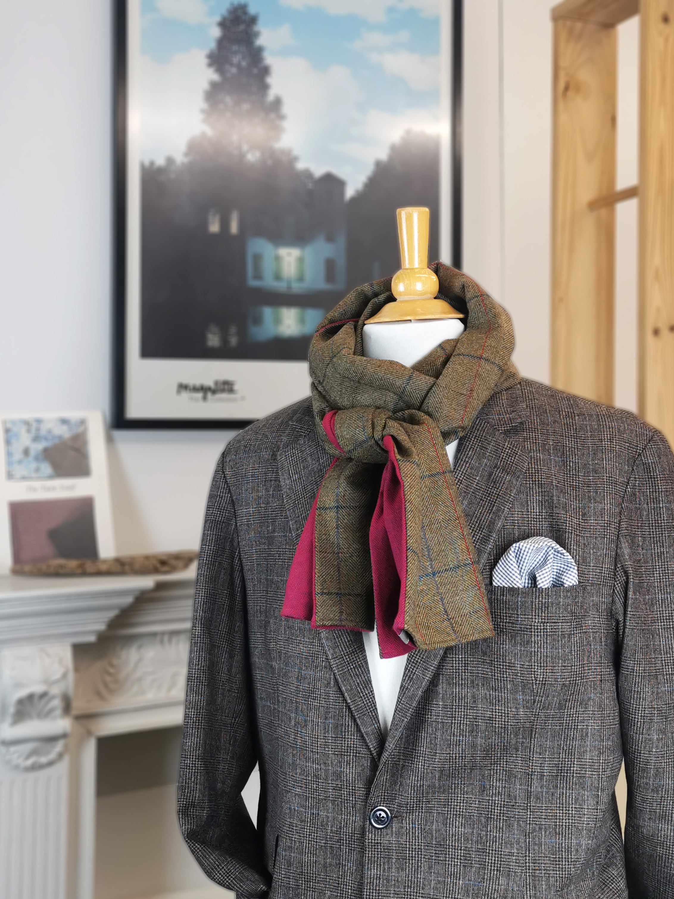 Wool Check Men´s Scarf and Cotton