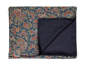 Premium Wool Navy and Cotton & Silk with Paisley Print