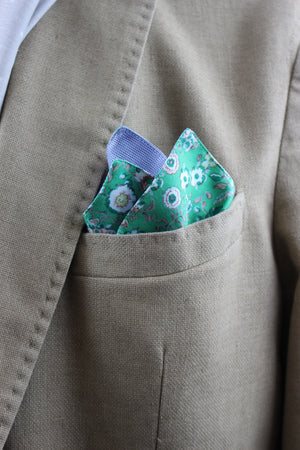 Lenço de Bolso Twin Cornucópia & Flores Algodão estampado