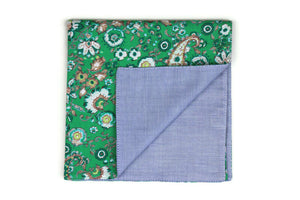 Lenço de Bolso Twin Cornucópia & Flores Algodão estampado