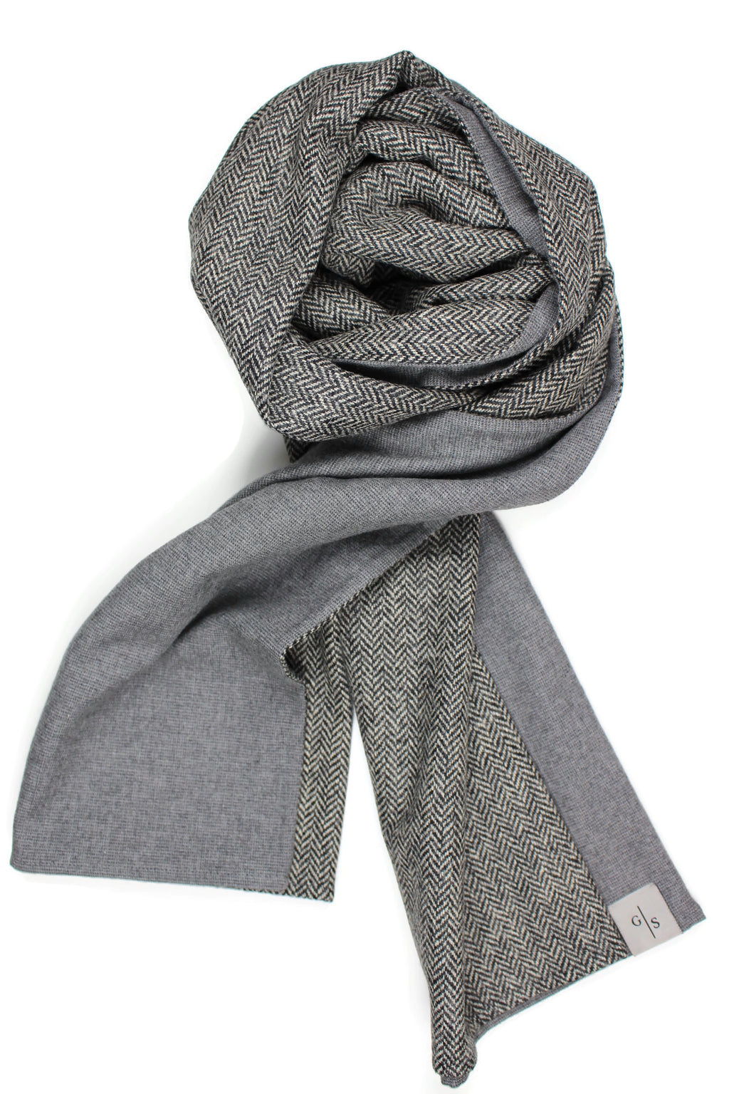 Herringbone Wool and soft Cotton dark grey Men´s Scarf