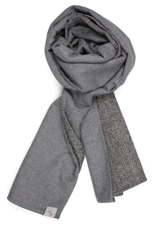 Herringbone Wool and soft Cotton dark grey Men´s Scarf