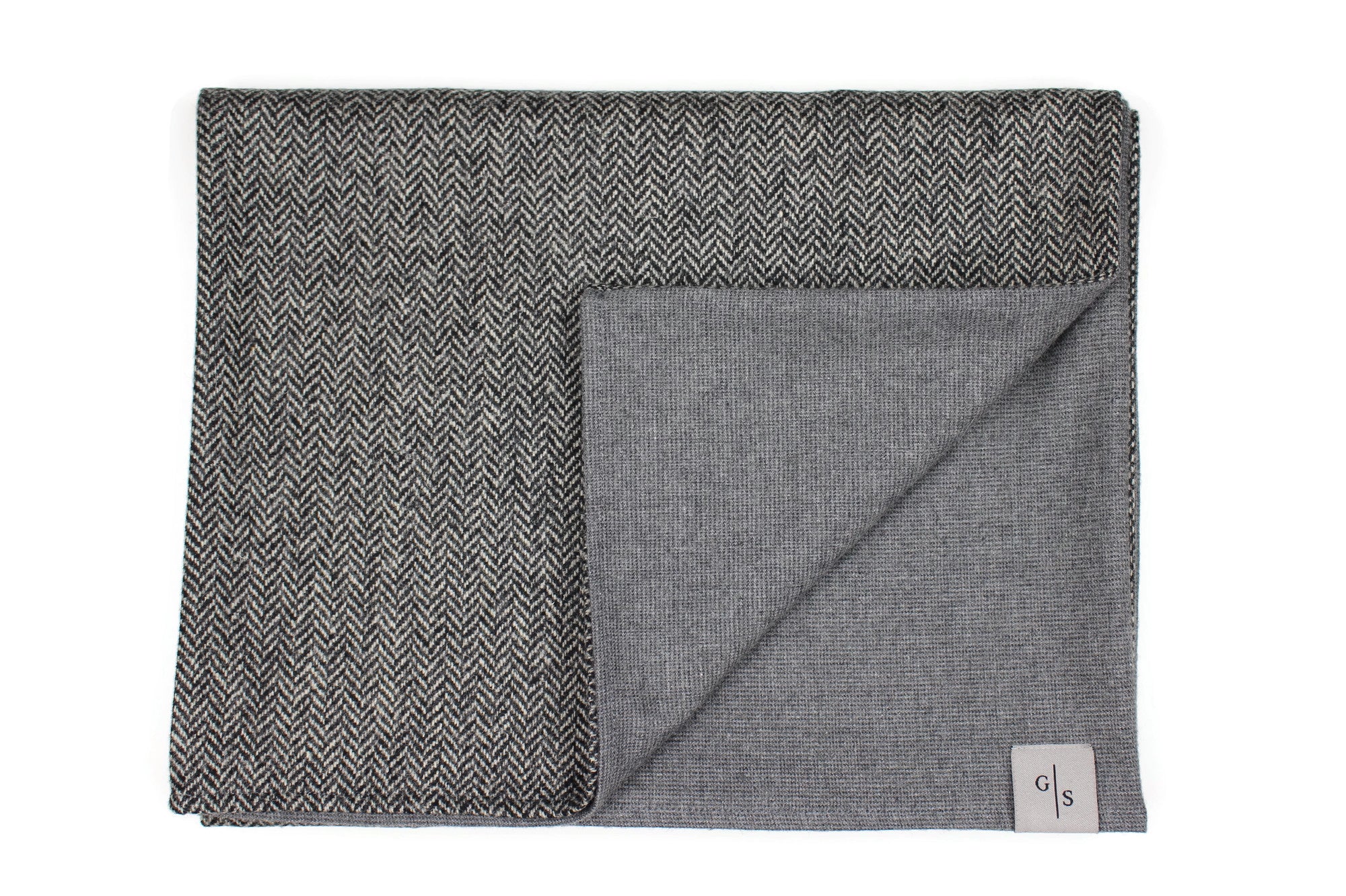Herringbone Wool and soft Cotton dark grey Men´s Scarf