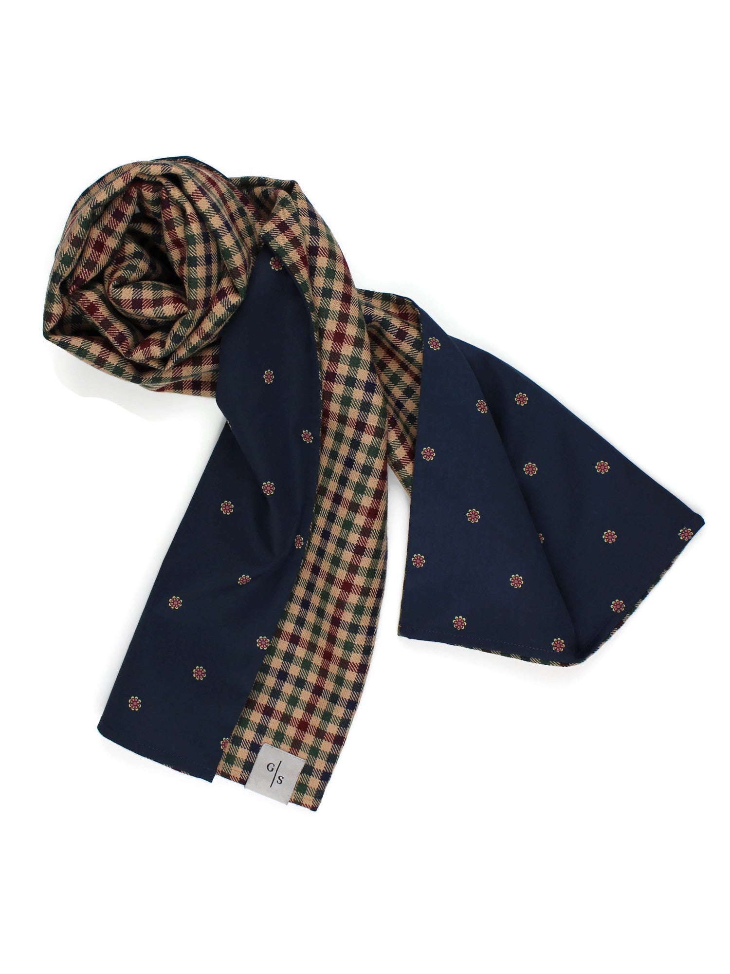 Premium Wool Check and printed Cotton Men´s Scarf, small